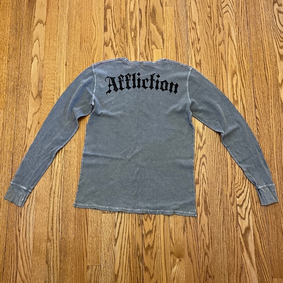Mens Vintage Affliction Live Fast Valhalla Thermal Shirt, XL, Skulls EUC - Picture 3 of 6